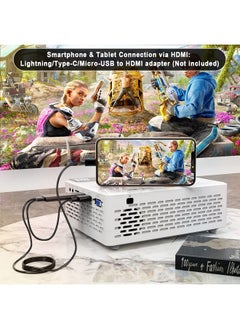 Puxinat Mini Projector 7500 Lumens, 1080P Full HD Supported Mini Projector, Portable Home Movie Theater Projector Compatible with TV Stick Smartphone & Tablet PC HDMI USB AV TF  - Image 4
