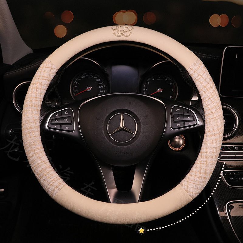 Car Steering Wheel Cover Four Seasons Universal Camellia Cute Non-Slip Sweat-Absorbent Breathable Leather Car Handle Cover - Image 5