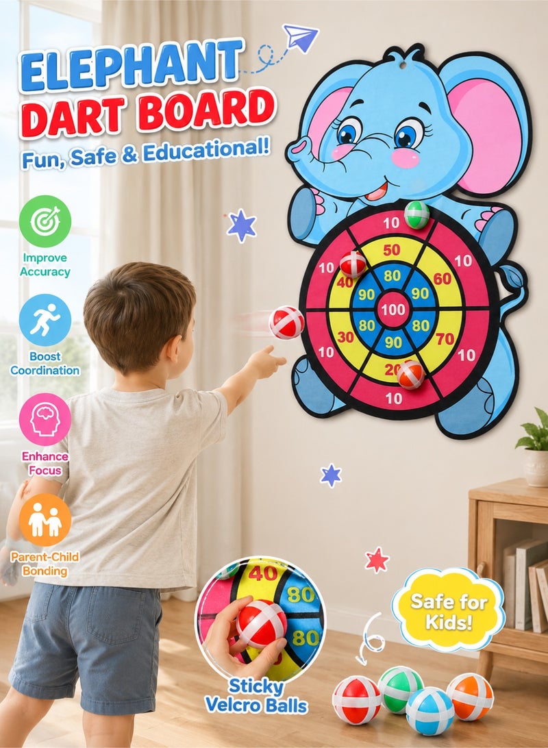 VarioNest Elephant Dart Board Sticky Ball Toss Game for Kids – Indoor Outdoor Throwing Target Game with 3 Balls, Fun Active Play Party Toy for Boys Girls Age 3 4 5 6+ - Image 1