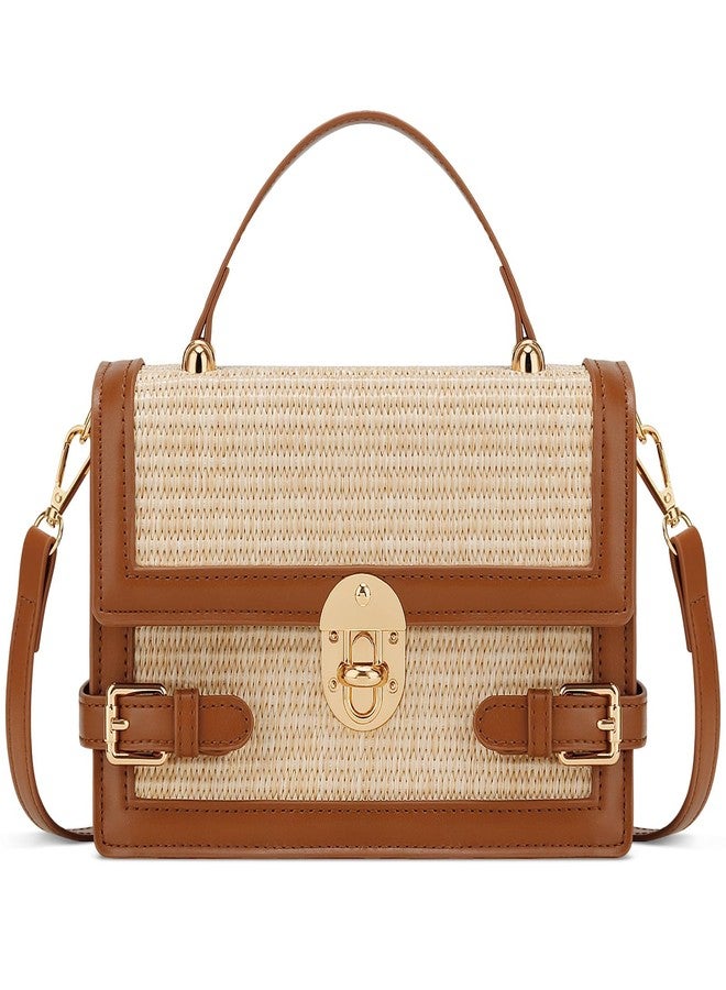 KKXIU Straw Purses for Women - Summer Beach Shoulder Purse & Clutch Handbag, Woven Crossbody Bags for Women, Brown - Image 1