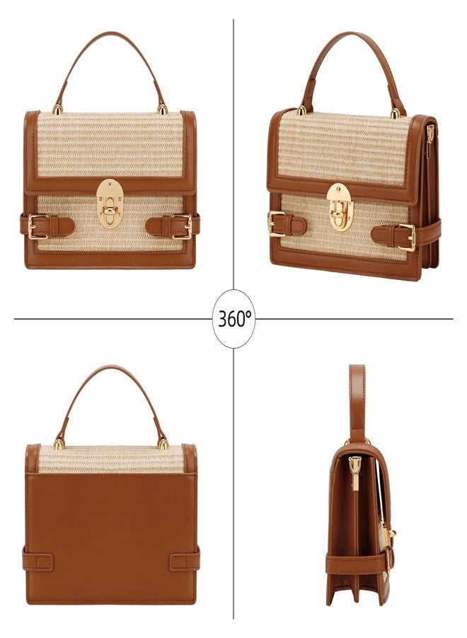 KKXIU Straw Purses for Women - Summer Beach Shoulder Purse & Clutch Handbag, Woven Crossbody Bags for Women, Brown - Image 5