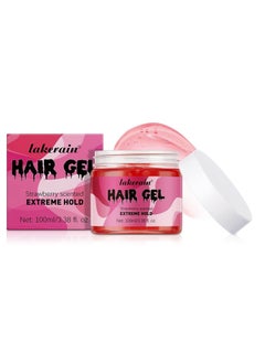 lakerain Hair Gel for Curly Hair, Extreme Hold Hair Gel, Styling Gel for Thick, Curly Hair, Travel Size, Strawberry-Flavored Braid Gel  - Image 1