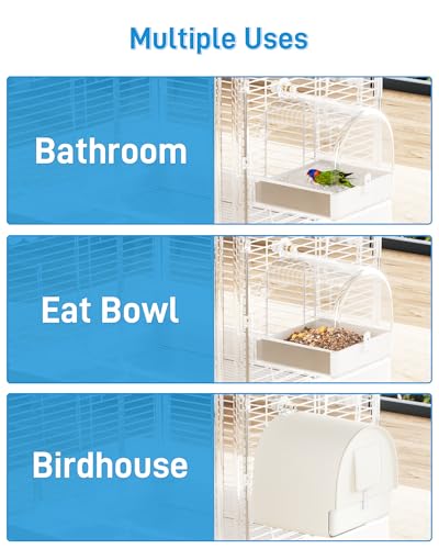 BUCATSTATE Hanging Bird Bath for Cage, 3 in 1 Multifunction Bird Bath/Bowl/House, Bird Cage Accessories Suitable for Small to Medium Birds, Like Lovebirds, Finches, Parakeets, Mannikin - Image 4