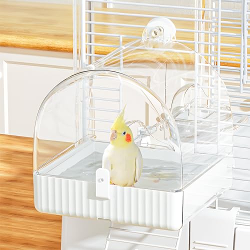 BUCATSTATE Hanging Bird Bath for Cage, 3 in 1 Multifunction Bird Bath/Bowl/House, Bird Cage Accessories Suitable for Small to Medium Birds, Like Lovebirds, Finches, Parakeets, Mannikin - Image 1