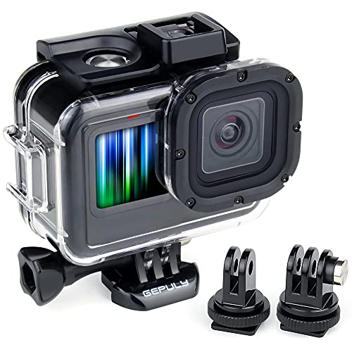 GEPULY Waterproof Case for GoPro Hero 9 10 11 12 13 Black - with 2 Cold Shoe Adapters 60M Underwater Protective Dive Housing Shell Accessories Built-in Cold Shoe Slots Go Pro Accessory - Image 1