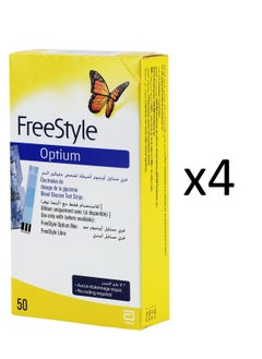 FreeStyle Optium blood glucose meter strips, 4 boxes (50 strips per box)