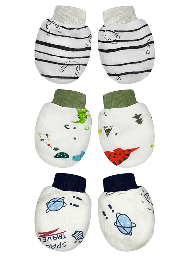 MARGOUN 3 عبوات قفازات حديثي الولادة مضادة للخدش قفازات للأطفال بدون خدش قفازات للأطفال من 0-6 أشهر للأولاد والبنات بألوان متعددة - Image 2