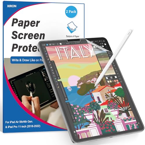 Xiron 2 PACK Paper Screen Protector for iPad Air 5th/4th Generation, iPad Pro 11 inch (2022/2021/2020/2018), Matte PET Film for iPad Air 5/4(10.9"), Write and Draw Like on Paper, Anti-Glare Screen Protector - Image 1