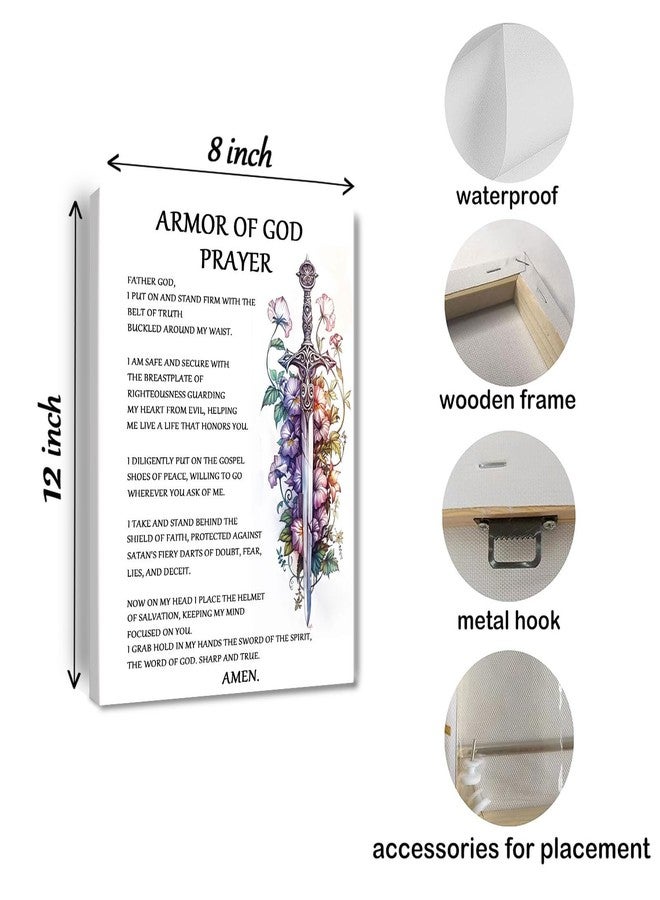 Bmotaso Armor of God Canvas Wall Art Christian Spiritual Warfare Prayer Wall Art,Victorious Christian Living Quotes Painting Artwork Wall Decor For Home Office Framed 8 * 12 inch - Image 5