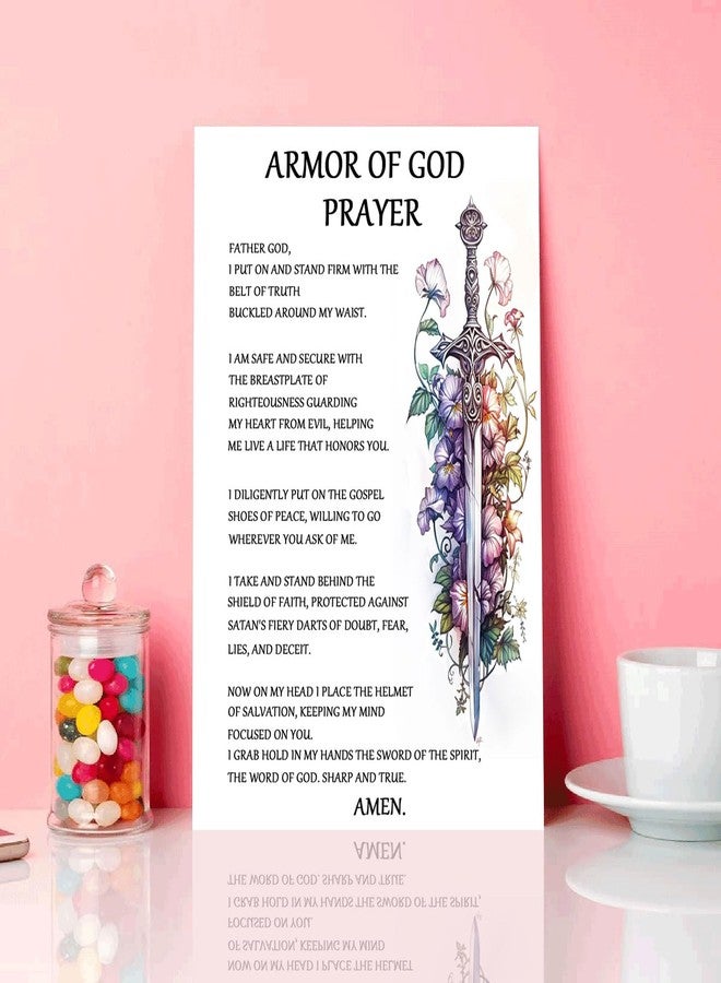 Bmotaso Armor of God Canvas Wall Art Christian Spiritual Warfare Prayer Wall Art,Victorious Christian Living Quotes Painting Artwork Wall Decor For Home Office Framed 8 * 12 inch - Image 4