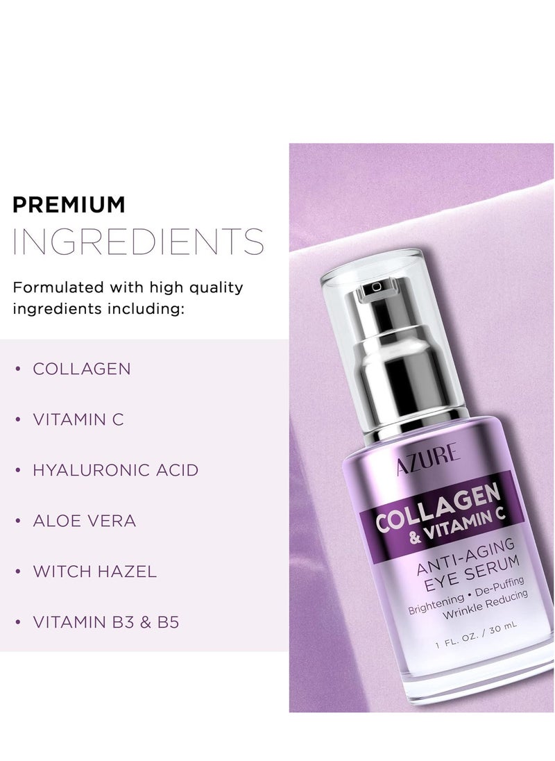 Azure Azure Cosmetics Collagen & Vitamin C Anti Aging Eye Serum - Toning, De-Puffing Serum - Reduces Wrinkles, Fine Lines & Dark Circles - Minimizes Fatigue - Skin Care Made in Korea - 30mL / 1 fl.oz.  - Image 2
