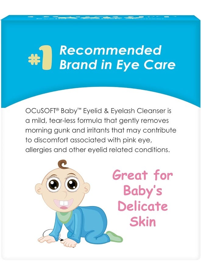 OCuSOFT Baby Eyelid and Eyelash Cleanser, Pre-Moistened Towelette, White/Blue 20 Count - Image 2