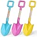 Anzmtosn 16 Long Kids Beach Spades Sand Shovels Toys Gardening Tools Kit Sandbox Sturdy Snow Scoop Durable Wood Handle ABS Plastic Spade for Garden Sand Snow Backyard Summer Kids Adults 3 Pink Blue Yellow - Image 4