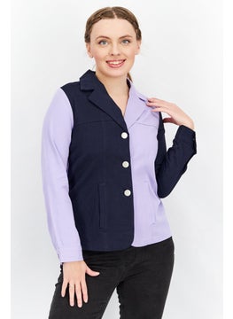 Annorlunda Women Regular Fit Colorblock Casual Blazer, Lilac  - Image 1