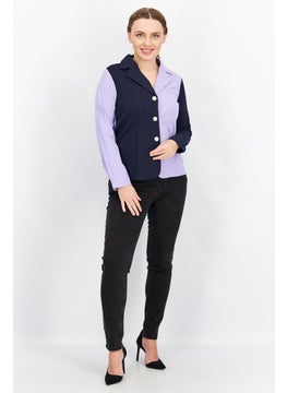 Annorlunda Women Regular Fit Colorblock Casual Blazer, Lilac  - Image 2