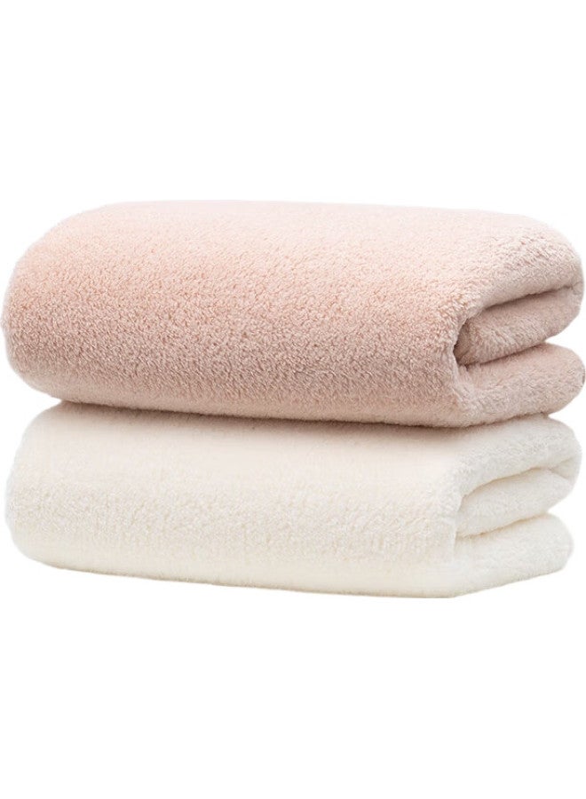 SANLI Cloud Soft Antibacterial Towel, Thickened And Enlarged, 2 Pack, Absorbent, Lint-Free, For Men And Women, Face And Bath Towel, Pink/White - Image 1