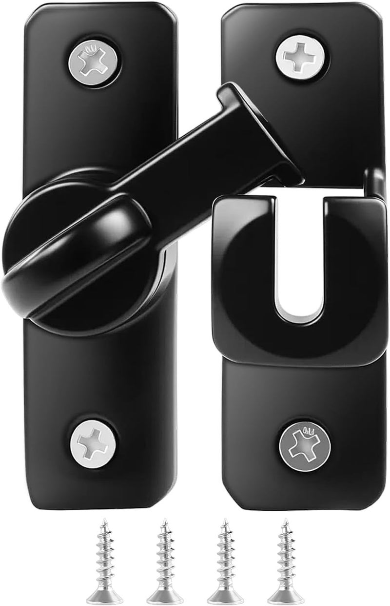 Quadafy 90/180 Degree Flip Barn Door Lock, Thickened Solid Multi-Angle Household Door Left and Right Door Latch, for Barns, Gardens, Cabinets, Sliding Doors, Bathrooms, Windows and Other (Black 1pcs) - Image 1