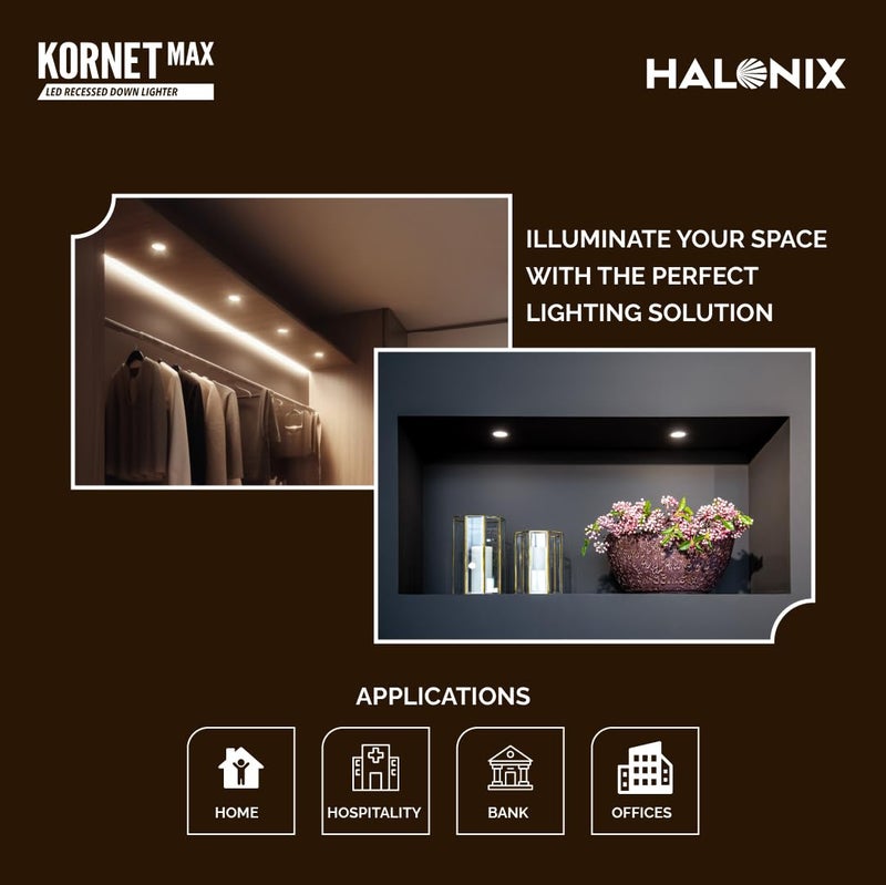 Halonix Plastic 9W 6500K Cool White Junction Box Led Downlighter,Cut Out,2.95 Inch,Dia,4.13,Height,1.96 Inch,PF-: >0.50,CRI,>80,Led Ceiling Light for Home,Shop & Office,Pack of 2,Cool White - Image 4