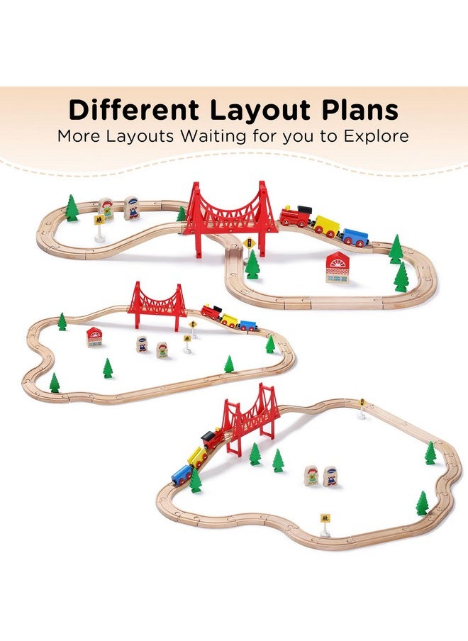 SainSmart Jr. SainSmart Jr. Wooden Train Set - Interactive Police Playset for Kids | Building Toy with Train, Figures & Accessories | Compatible with Brio, Thomas, Melissa and Doug | Educational STEM Gift (Village)  - Image 5