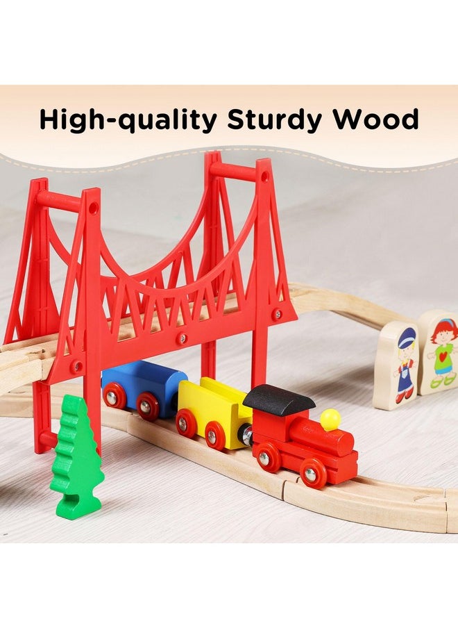 SainSmart Jr. SainSmart Jr. Wooden Train Set - Interactive Police Playset for Kids | Building Toy with Train, Figures & Accessories | Compatible with Brio, Thomas, Melissa and Doug | Educational STEM Gift (Village)  - Image 3