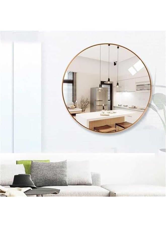 HOOKOR 40CM Circle Mirror, Metal Frame Wall Mounted Circle Mirror, Round Mirror with Floating Shelf, Wall Mirror for Living Room, Entryway, Bathroom, Vanity (Gold)  - Image 4