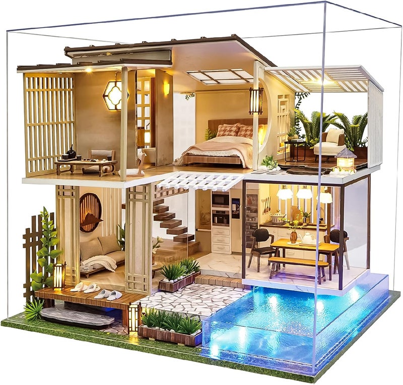 Spilay Diy Miniature House Kit with Furniture, Wooden Mini Doll House Crafts Handmade with Dust Cover & Music Box, 1:24 Creative Room Idea Gift for Adult Friend Lover A085-Elegant and Quiet-Age 14+ - Image 1