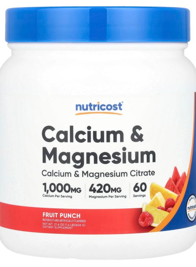 Nutricost Calcium & Magnesium Fruit Punch 21.6 oz (606 g) - Image 1