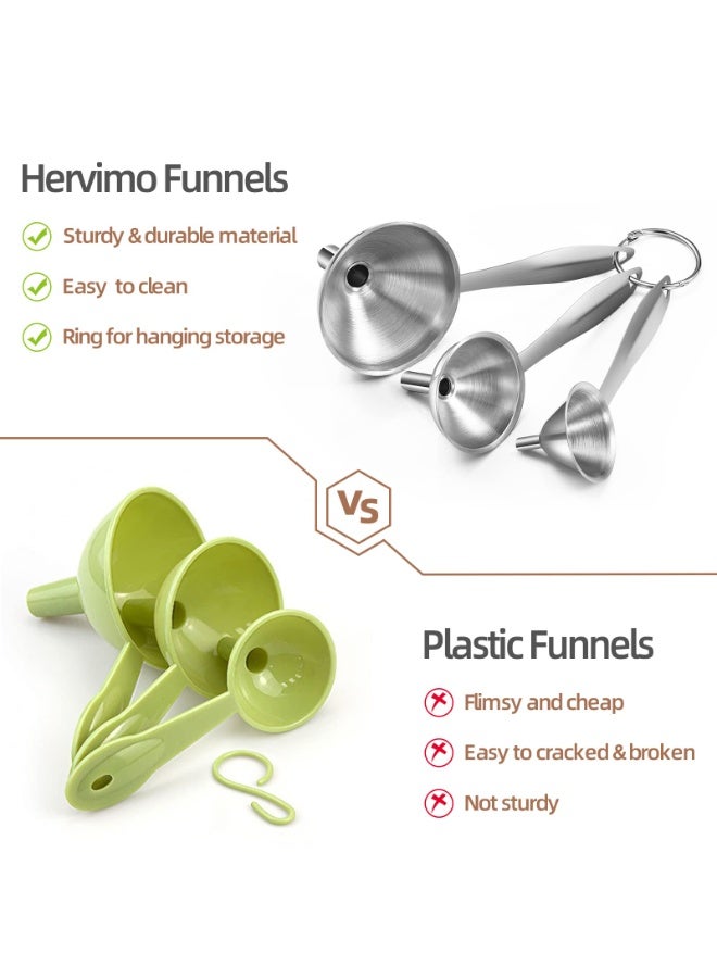 GNAFOTU Funnel Set, 3 Piece Long Handle Stainless Steel Mini Metal Funnel for Transferring Oil, Lightweight, Multipurpose - Image 5