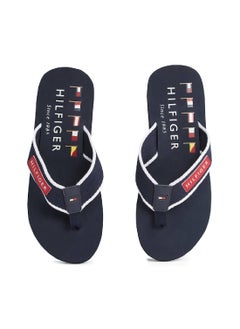 TOMMY HILFIGER Men's Patch Logo Webbing Flip-Flops - Polyester, Blue  - Image 4