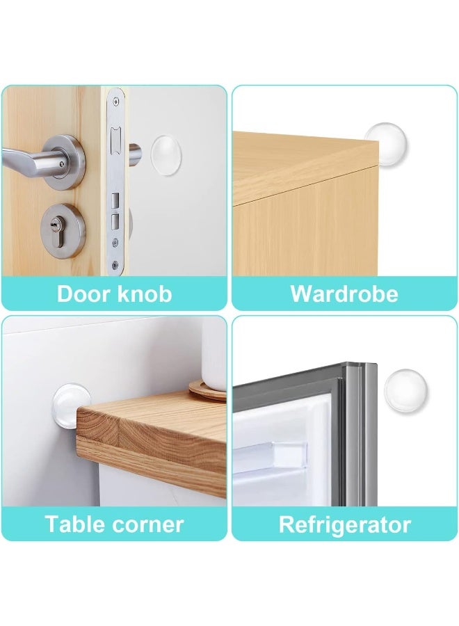 Door Stopper, 6Pcs Wall Door Handle Stopper, Silicone Transparent Round Wall Protector, Self-Adhesive Door Stops Door Handle Bumper Pads for Wall, Fridge, Cabinets (1.57inch) - Image 2