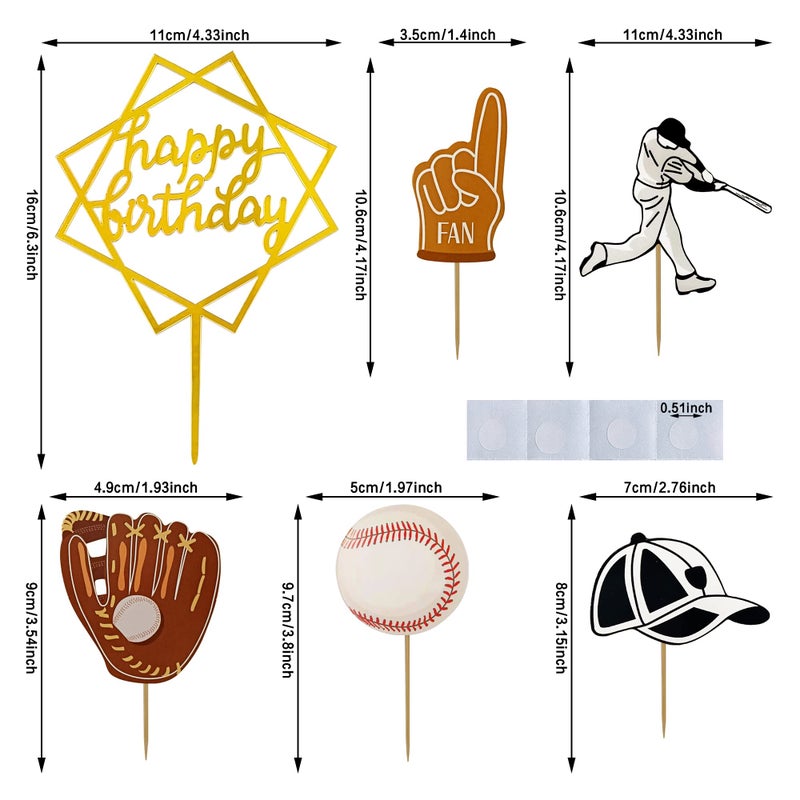 KDPATFAV Baseball Cake Decorations Sports Theme Party Decoration Supplies Baseball Themed Happy Birthday Cake Topper Party Decorations - Image 3