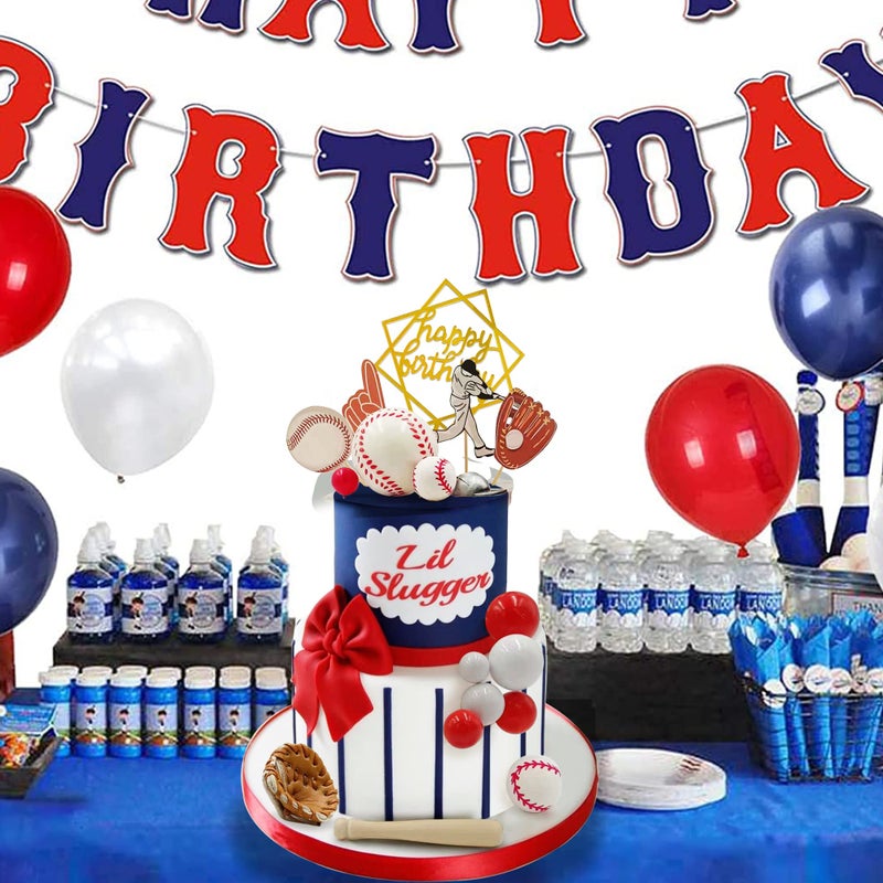 KDPATFAV Baseball Cake Decorations Sports Theme Party Decoration Supplies Baseball Themed Happy Birthday Cake Topper Party Decorations - Image 5