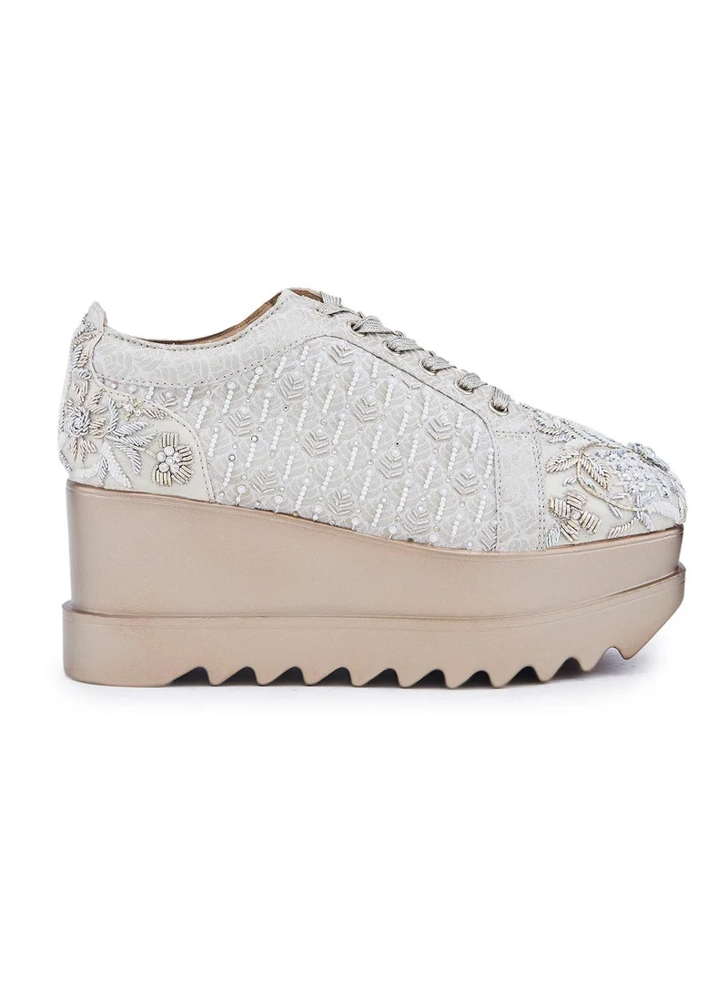 Anaar Anaar POMPEII Wedge Sneakers, Womens Festive, Special Occasion and Partywear Premium Shoes