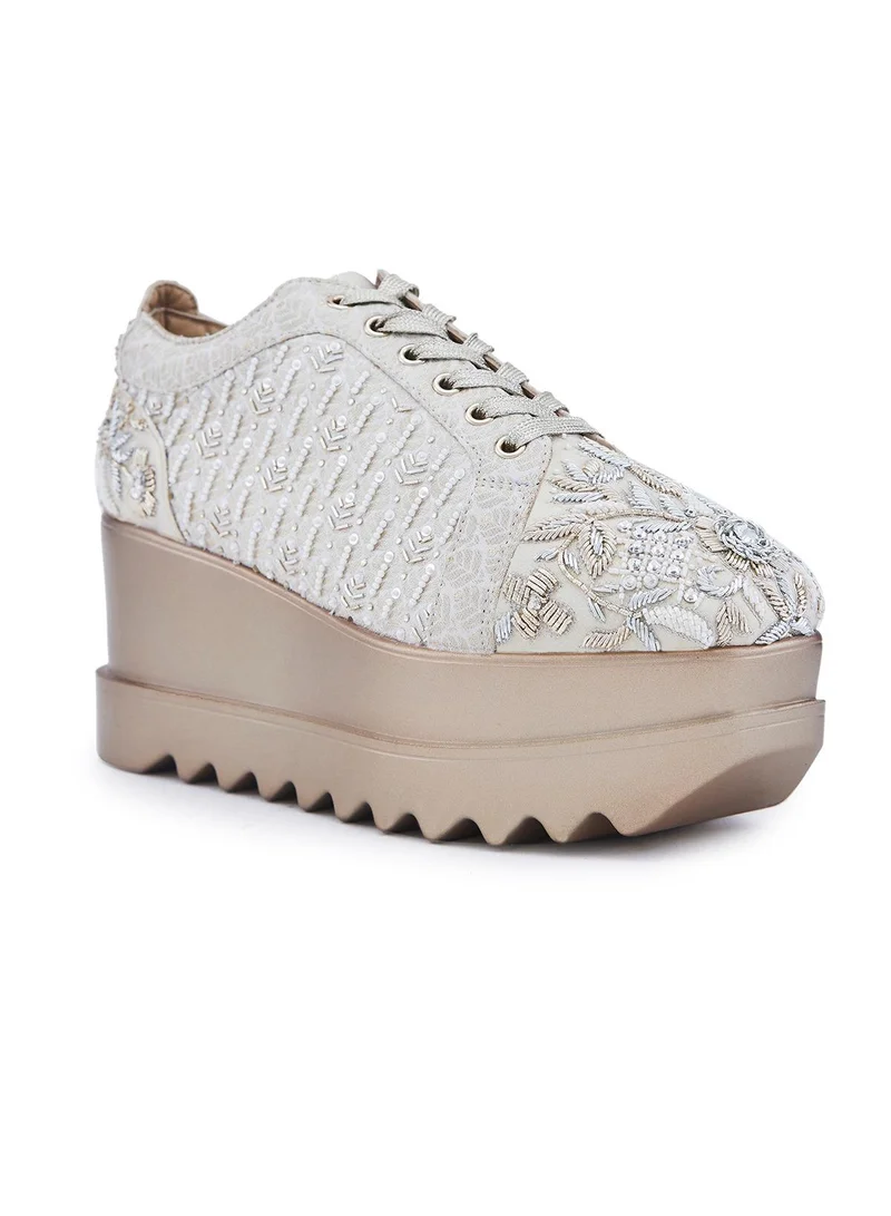 Anaar Anaar POMPEII Wedge Sneakers, Womens Festive, Special Occasion and Partywear Premium Shoes