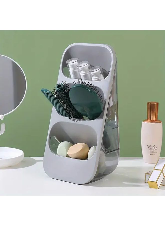 Green Desktop Organizer With Three Washable Compartments For Utensils Makeup Pens Office Supplies - Image 5