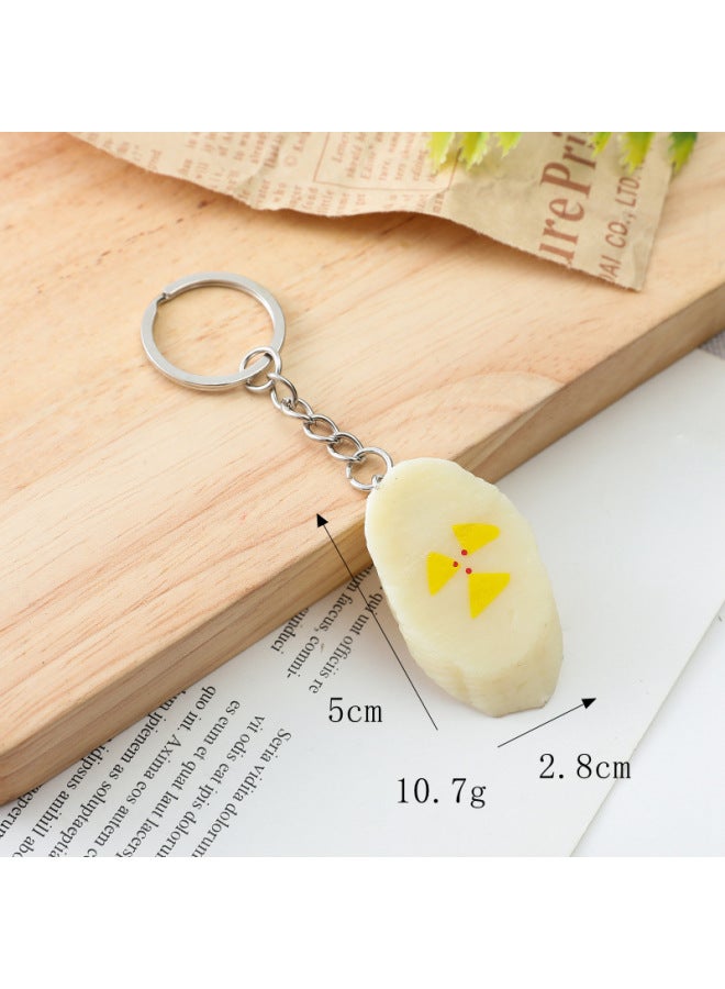 Special Simulation Fruit Slice Model Banana Slice Yellow Peach Watermelon Slice Kiwi Fruit Slice Apple Slice Pineapple-Color:Banana Chips-Oval (Key Ring)-Specifications:1:1 Physical Size  - Image 1