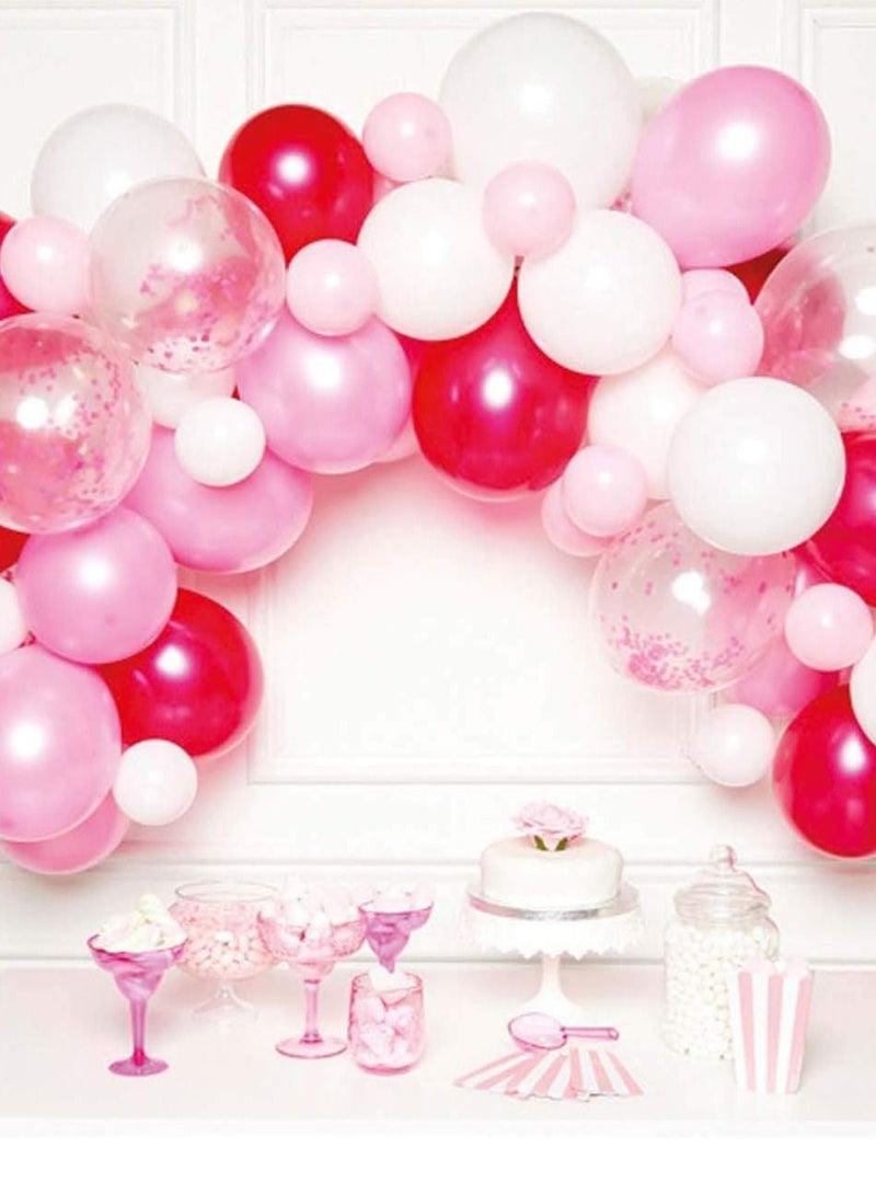 Amscan Pink and White DIY Latex Balloon Arch Garland Kit - 70 Pieces, 4m Balloon Decorations for Birthday, Wedding, Baby Shower, Bridal Shower  - Image 1