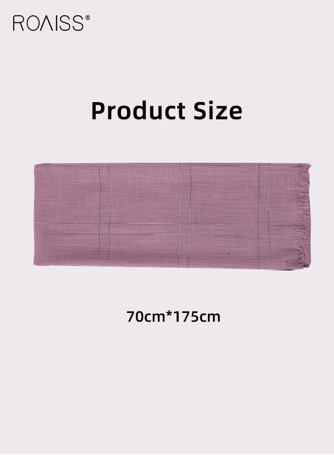 roaiss Polyester Solid-Color Women's Headscarf Striped Cross Pattern Lightweight Sheer Shawl An Elegant Headwear Accessory for Everyday Wear - Image 3