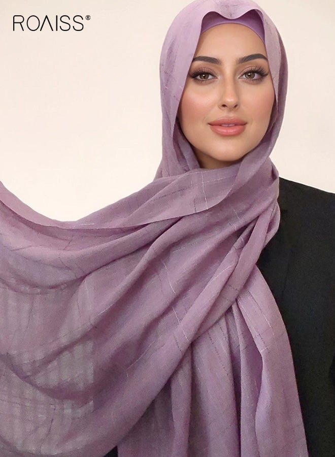 roaiss Polyester Solid-Color Women's Headscarf Striped Cross Pattern Lightweight Sheer Shawl An Elegant Headwear Accessory for Everyday Wear - Image 1