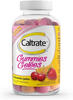 Caltrate Caltrate Gummies Vitamin D and Calcium Supplement, Gluten-Free Orange Strawberry and Cherry Flavour 50 Count  - Image 1