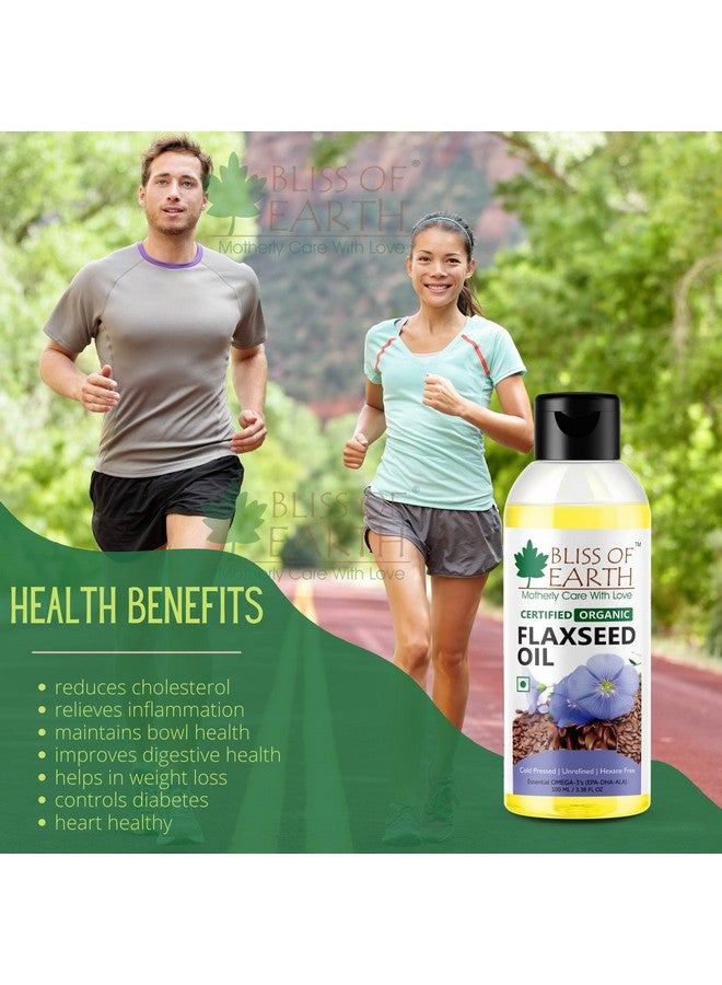 BLISS OF EARTH زيت بذور الكتان الطبيعي 100% من بليس أوف إيرث™ مع أوميغا-3 عبوة من 2 (2 × 100 مل) - Image 2