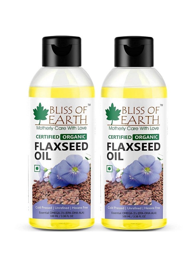 BLISS OF EARTH زيت بذور الكتان الطبيعي 100% من بليس أوف إيرث™ مع أوميغا-3 عبوة من 2 (2 × 100 مل) - Image 1