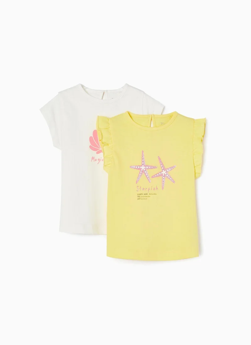 زيبي Pack 2 Cotton T-shirts for Baby Girls 'Shell and Starfish'