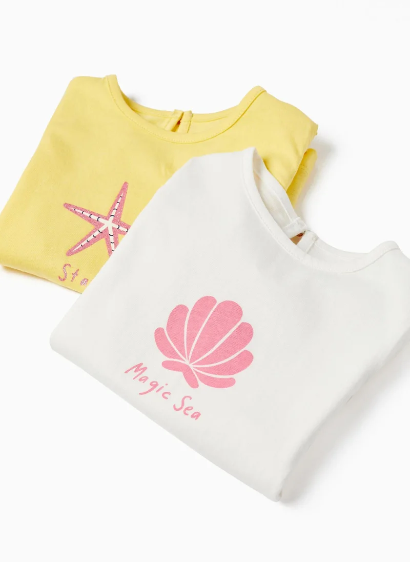 Zippy Pack 2 Cotton T-shirts for Baby Girls 'Shell and Starfish'