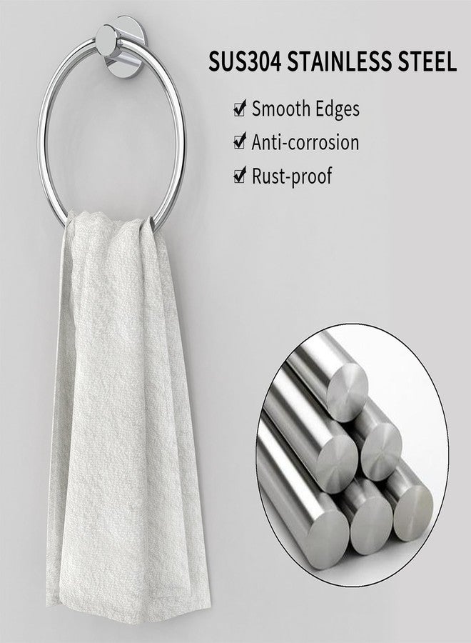 RARXTR Chrome Hand Towel Holder for Bathroom Kitchen Towel Ring Modern Rounded Base Wall Mount SUS304 Stainless Steel - Image 3