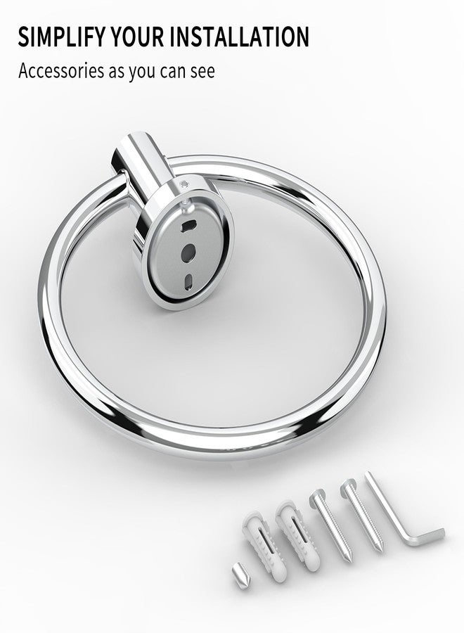 RARXTR Chrome Hand Towel Holder for Bathroom Kitchen Towel Ring Modern Rounded Base Wall Mount SUS304 Stainless Steel - Image 5