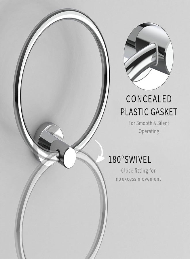 RARXTR Chrome Hand Towel Holder for Bathroom Kitchen Towel Ring Modern Rounded Base Wall Mount SUS304 Stainless Steel - Image 4