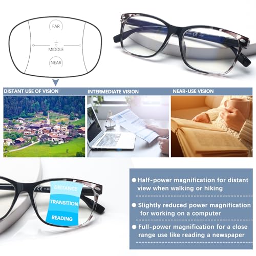 CLASAGA Progressive Multifocus Reading Glasses for Women, Pattern Print Blue Light Block Stylish Ladies Computer Readers (4 Mix Color, 1.25, x) - Image 4
