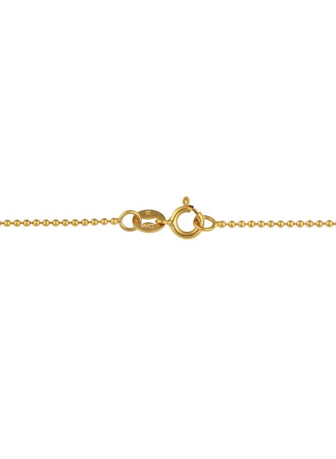 Kooljewelry قلادة سلسلة كرات من الذهب الأصفر عيار 14 قيراط، 1 مم، لامعة، بطول 16 بوصة، معدن، بدون أحجار كريمة - Image 2