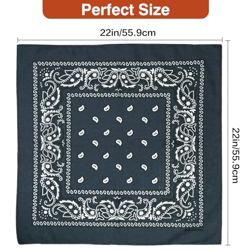 Raylarnia 100% Cotton Large Bandanas for Men and Women, 22 Inch Paisley Bandana with Multiple Colors (Black/Dark Gray/Light Gray) - Image 3